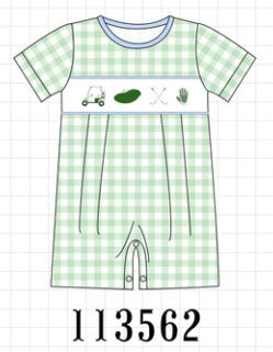 Green Golf Embroidered Romper