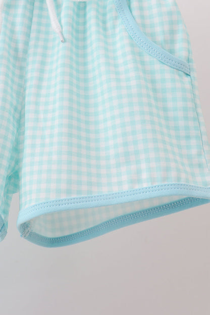 Blue Apple Embroidered Shorts Set