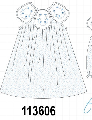 Blue Floral Embroidered Dress
