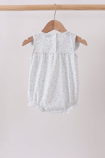 Blue Floral Embroidered Bubble