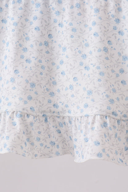 Blue Floral Smocked Ruffle Bloomer Set