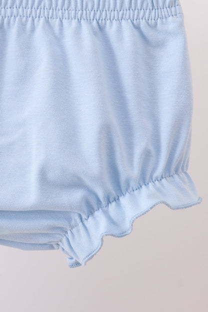 Blue Floral Smocked Ruffle Bloomer Set