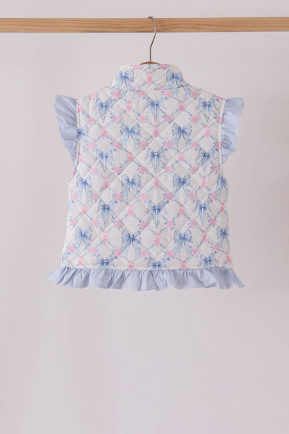 Sky floral bow ruffle vest