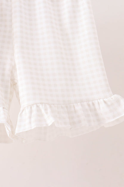 Khaki Pumpkin Smocked Ruffle Shorts Set