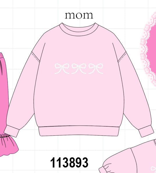 Pink bow pearl mom&me sweatshirt