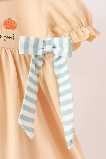 God is great god is good embroidery ruffle dress