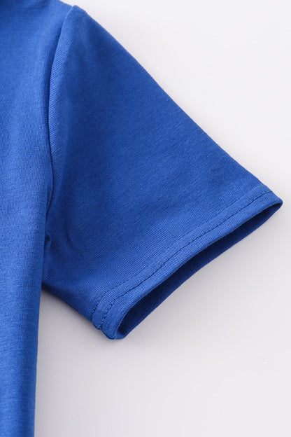 Blue crayon embroidery boy top