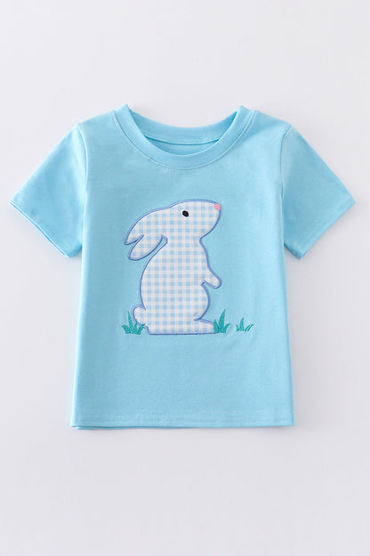 Blue rabbit applique boy top