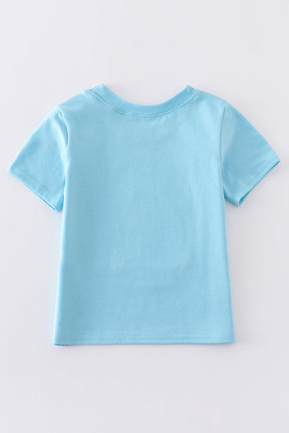Blue rabbit applique boy top