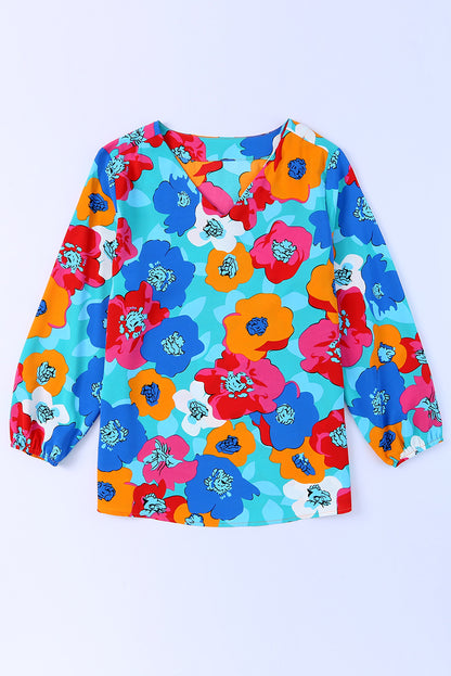Rose Split V Collar Ruffle Sleeve Floral Shift Dress