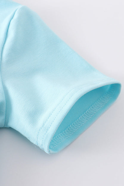 Blue baseball applique boy top