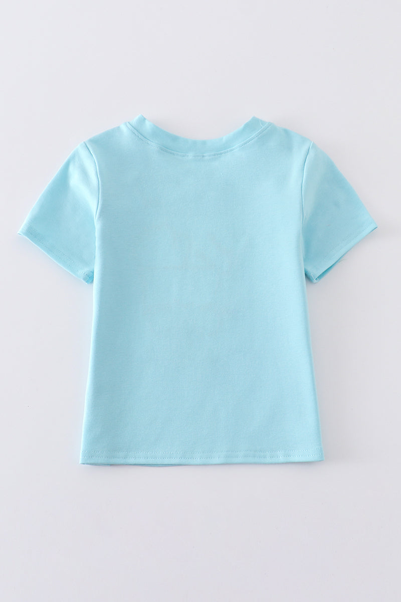 Blue baseball applique boy top