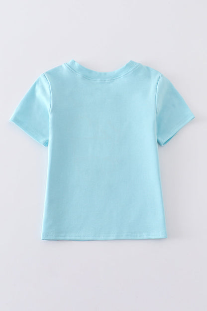 Blue baseball applique boy top