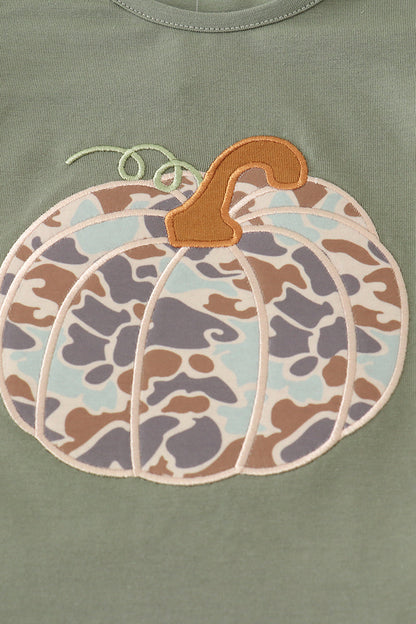 Camouflage print pumpkin applique pants set