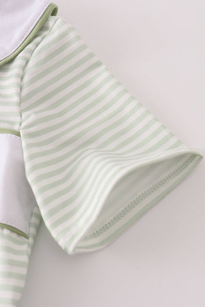 Sage turkey embroidery gingham pants set
