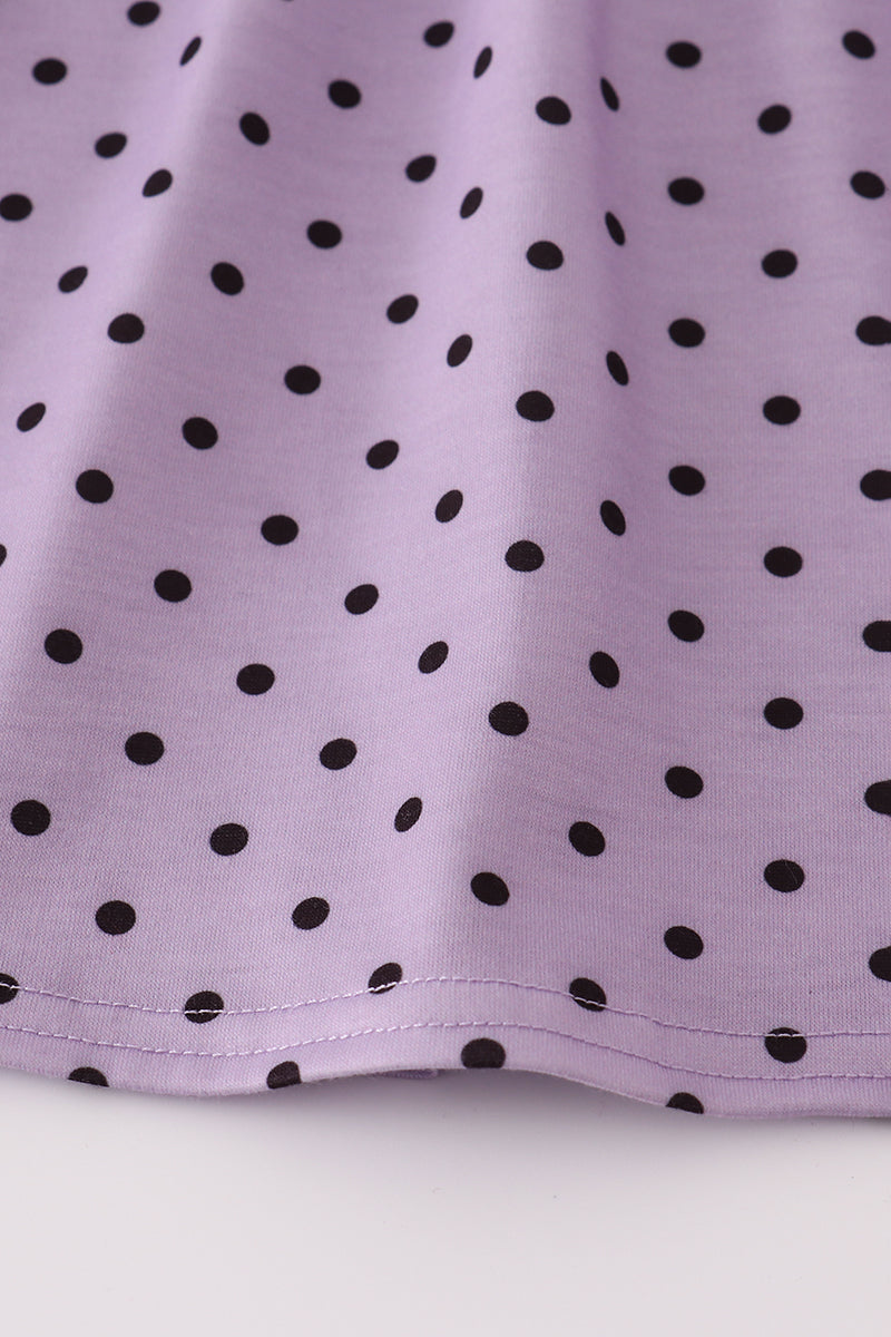 Purple Halloween dot witch embroidery bloomer set