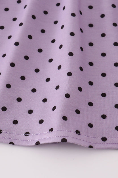 Purple Halloween dot witch embroidery bloomer set