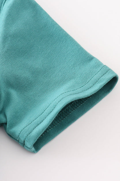 Blue deer applique top