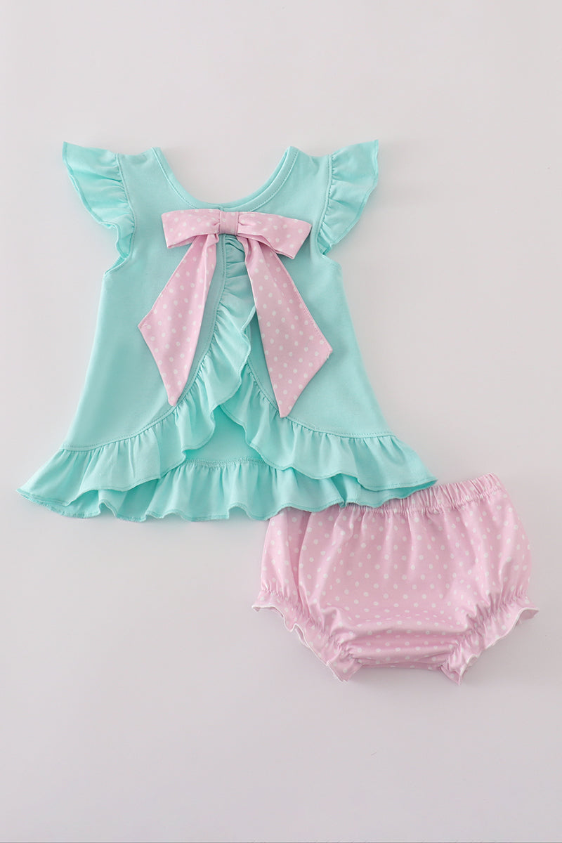 Blue character applique bloomer set