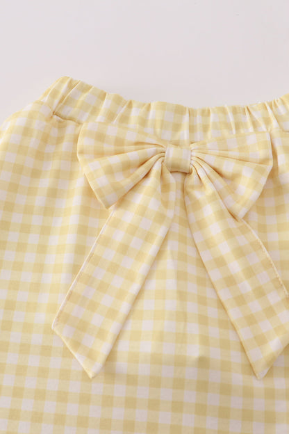 Purple LSU applique bow skorts set