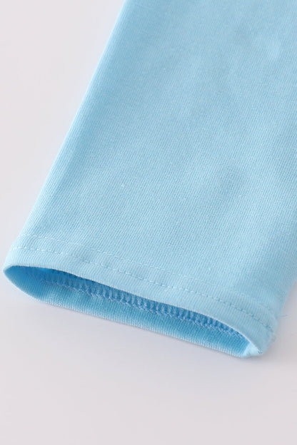 Blue character embroidery top