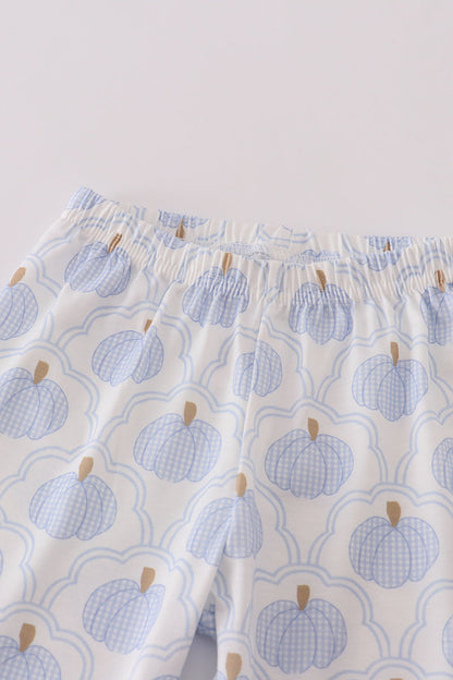 Blue pumpkin embroidery pants set