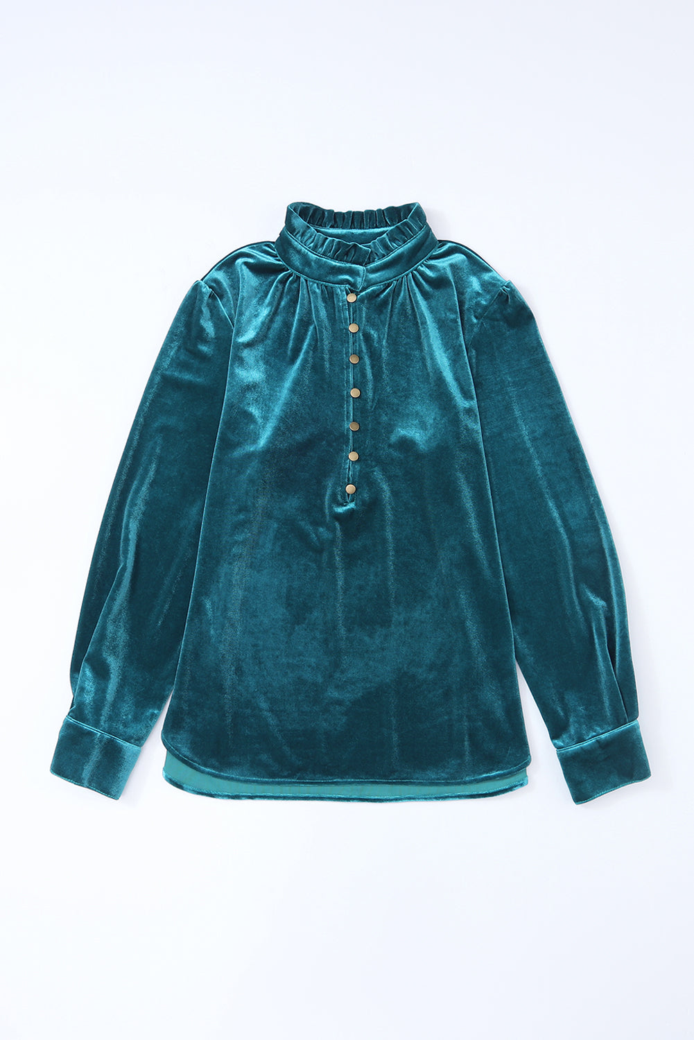 Skobeloff Velvet Buttoned Front Ruffled Mini Dress