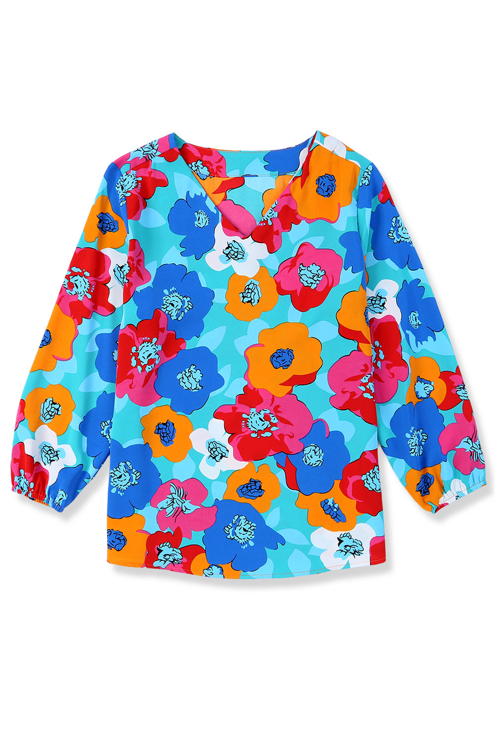 Rose Split V Collar Ruffle Sleeve Floral Shift Dress