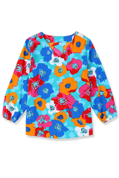 Rose Split V Collar Ruffle Sleeve Floral Shift Dress