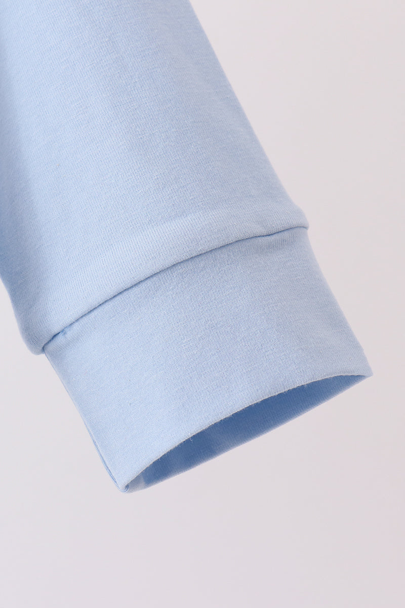 Blue big brother embroidery top