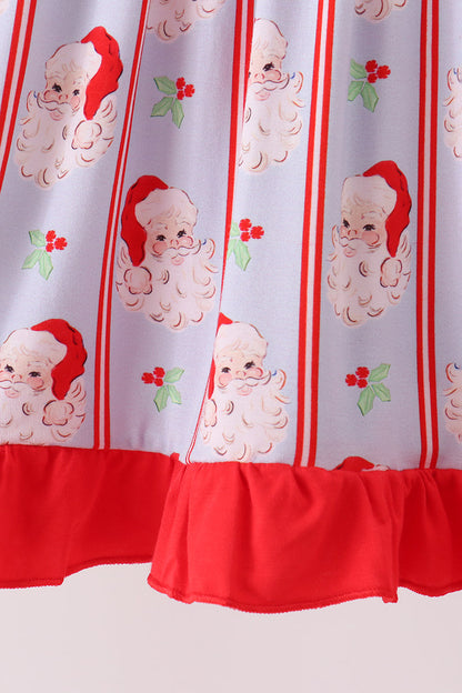 Blue santa claus bamboo ruffle dress