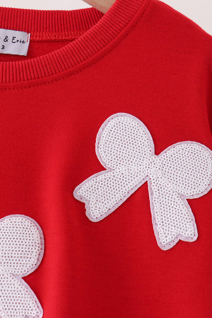 Red bow sequin mom&me top