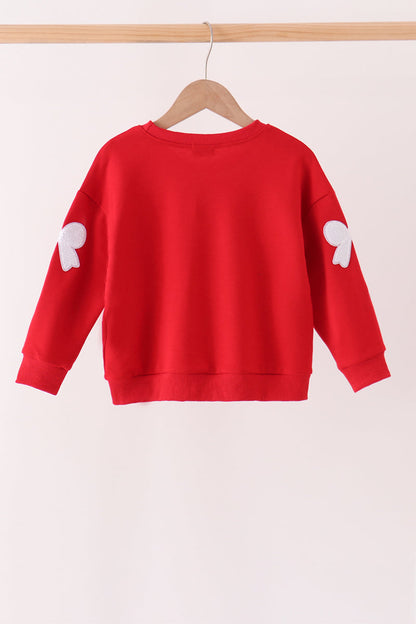 Red bow sequin mom&me top