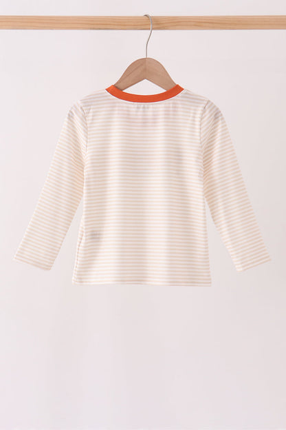 Cream turkey pumpkin embroidery top