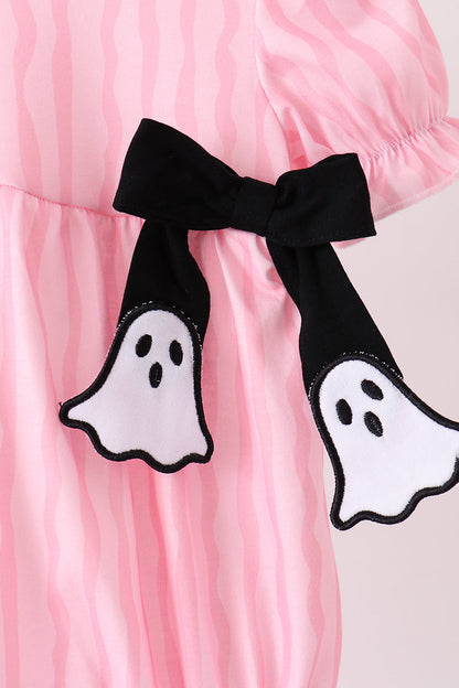 Pink ghost applique stripe bubble