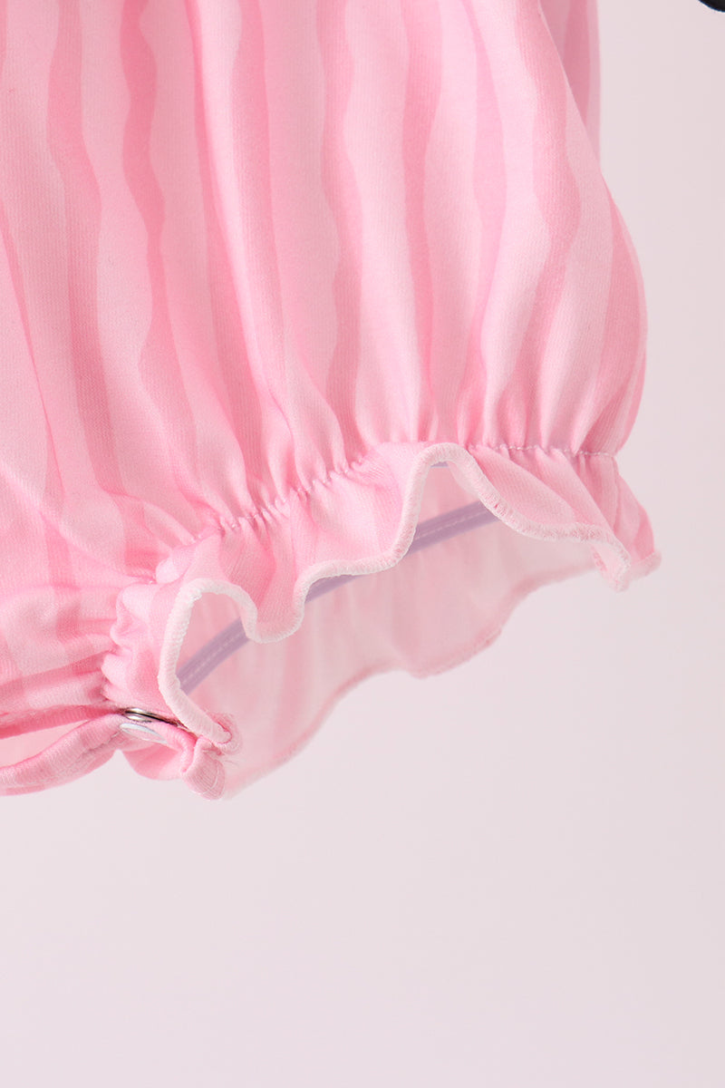 Pink ghost applique stripe bubble