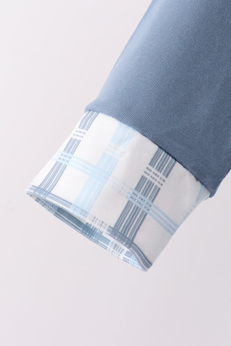 Blue plaid jogger set
