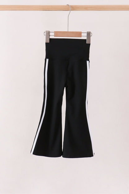 Black Flare Double Side Stripe Active Pants