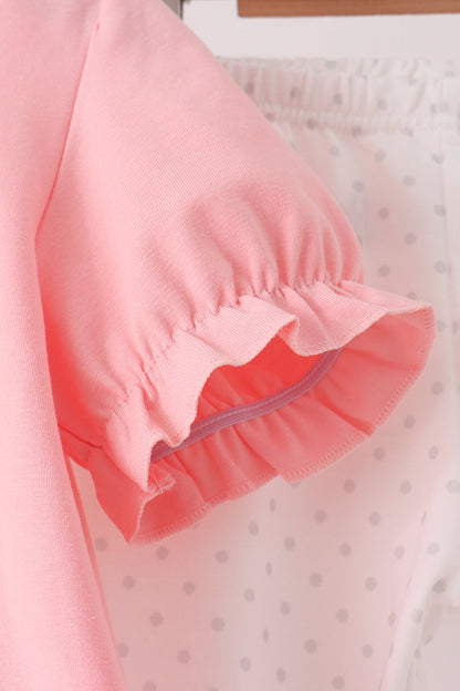 Pink pumpkin embroidery pants set