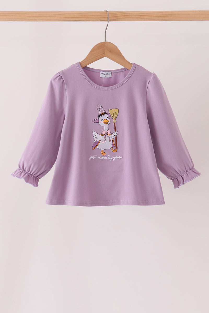 Purple goose embroidery top