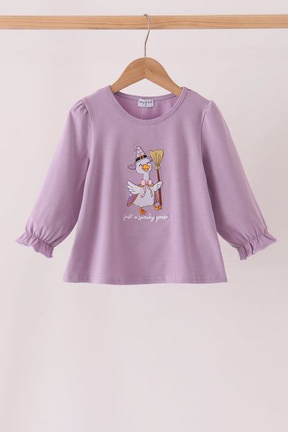 Purple goose embroidery top