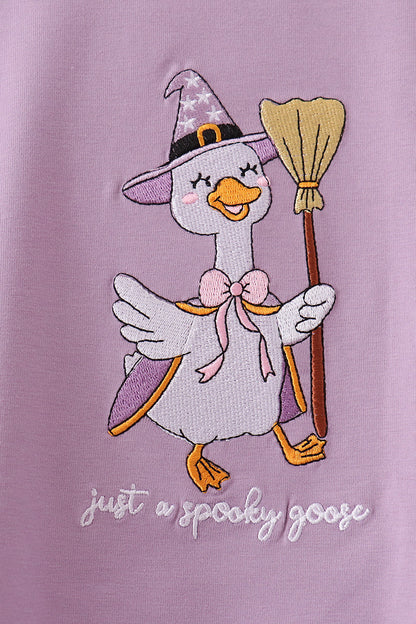 Purple goose embroidery top