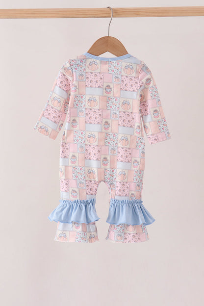 Pink pumpkin ruffle romper