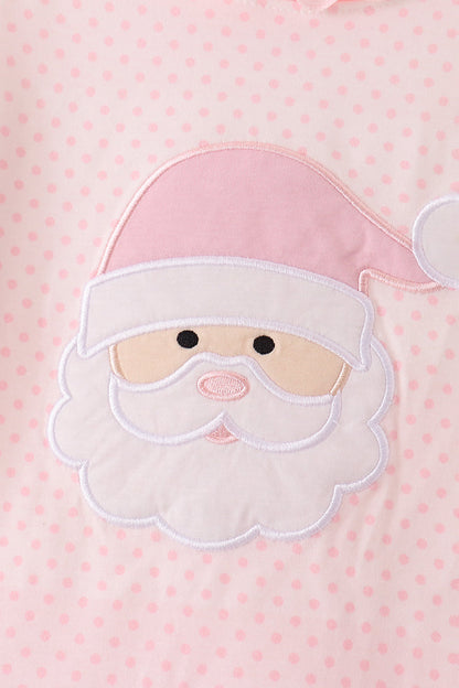 Pink santa claus dot applique 2pc set
