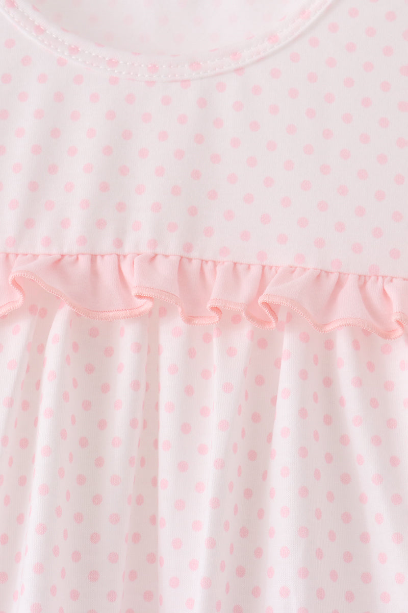 Pink santa claus dot applique ruffle pants set