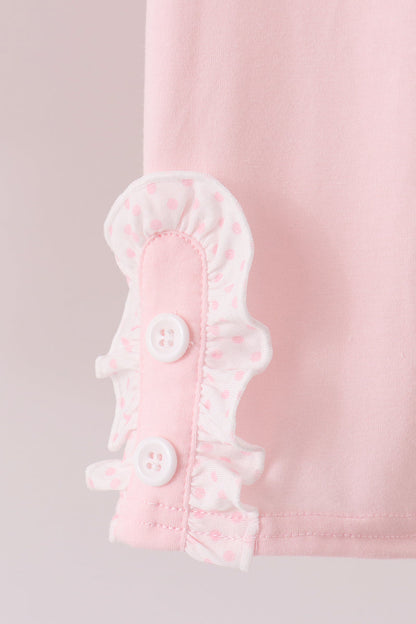 Pink santa claus dot applique ruffle pants set