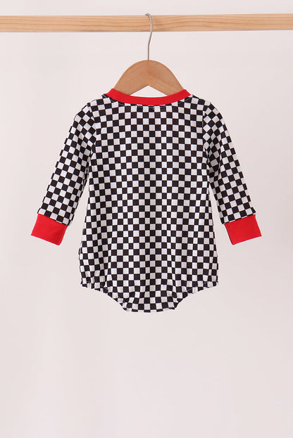 Black car embroidery checkered bubble