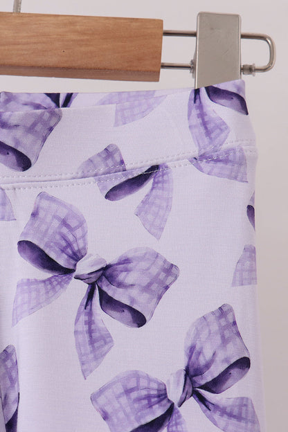 Purple Bow Zip Bamboo Pajama Set