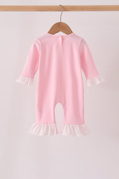Pink skeleton print ruffle romper