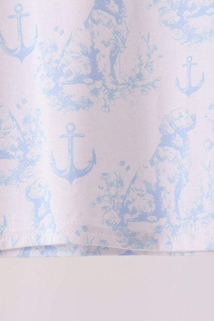 Blue dog bamboo pajama set